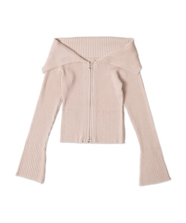 WEGO ダブルジップオフショルニット ライトピンク