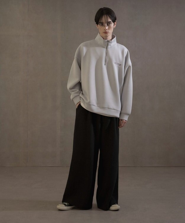 WEGO KEEPWARM　BIGハーフZIPプルオーバー ライトグレー