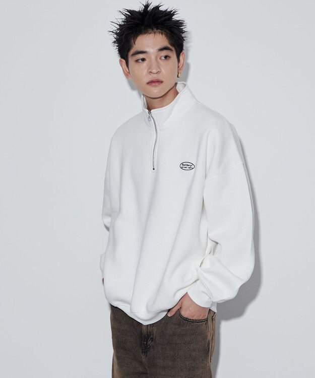 WEGO ワンポイントハーフジッププルオーバー ホワイト