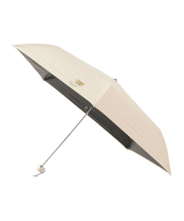 MOONBAT 【軽量】PAUL & JOE 晴雨兼用日傘 折りたたみ傘 ワンポイントヌネット 一級遮光 遮熱 UV ベージュ