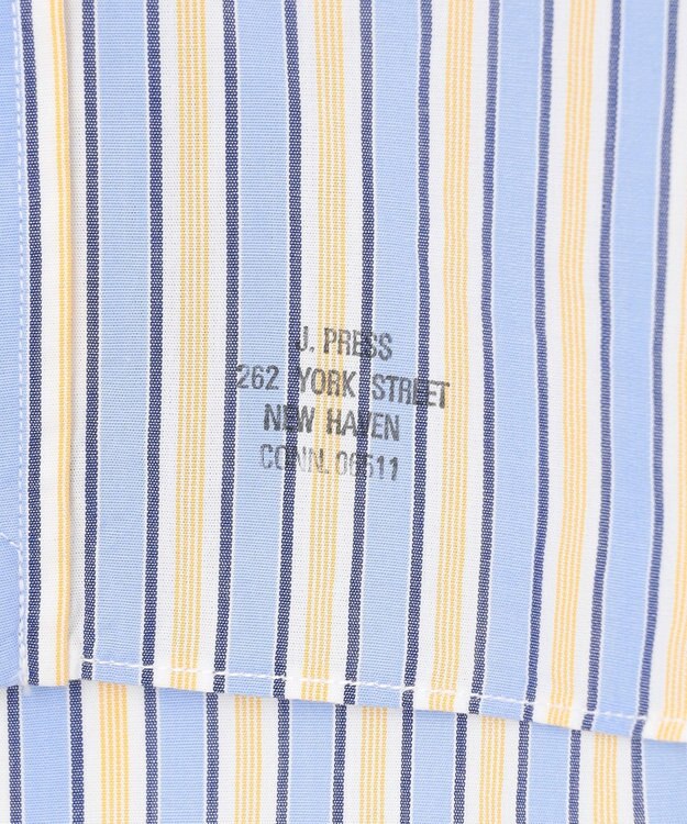 J.PRESS MEN 【SOMELOS】マルチストライプ バンドカラーシャツ イエロー系1