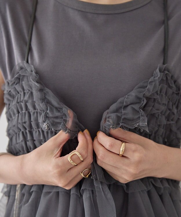 AMERICAN HOLIC 【2点セット】チュールキャミ+ノースリーブT Charcoal Gray