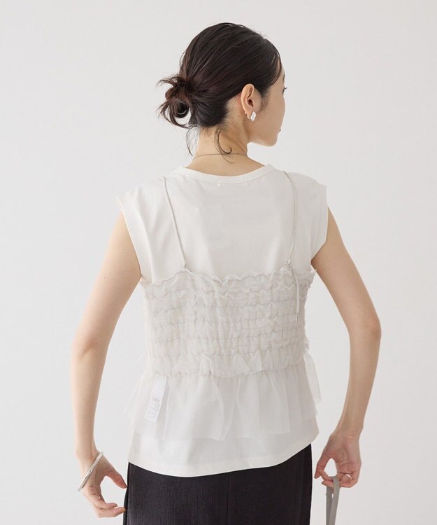 AMERICAN HOLIC 【2点セット】チュールキャミ+ノースリーブT Ivory