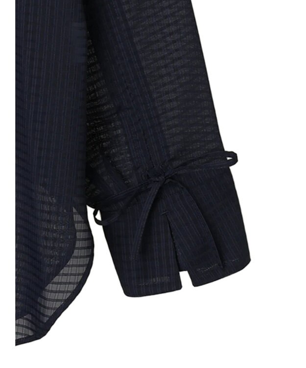 Green Parks シアーチェック袖ドロストシャツチュニック Dark Navy