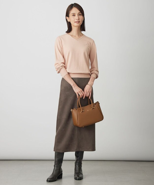 J.PRESS LADIES S スエードダンボール スカート モカ系