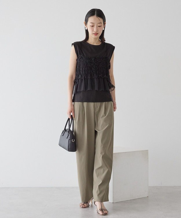 AMERICAN HOLIC 【2点セット】チュールキャミ+ノースリーブT Black