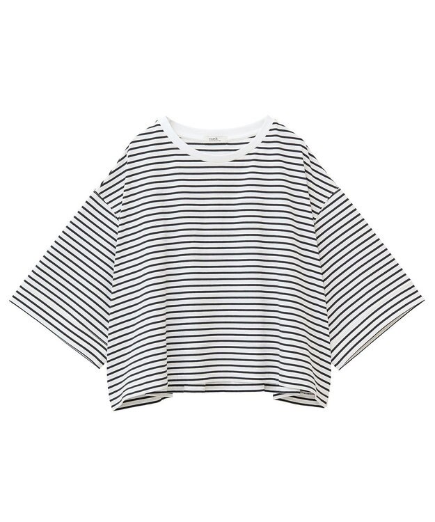 earth music&ecology 【接触冷感】バックギャザーＴｅｅ Border Ivory