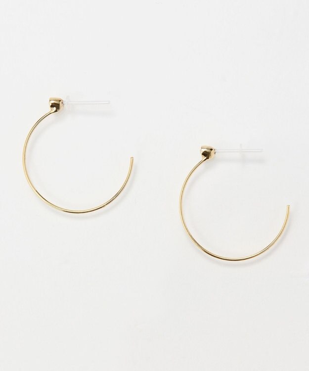 Phoebe 【金属アレルギー対応】スリムフープビジューセラミックピアス ゴールド