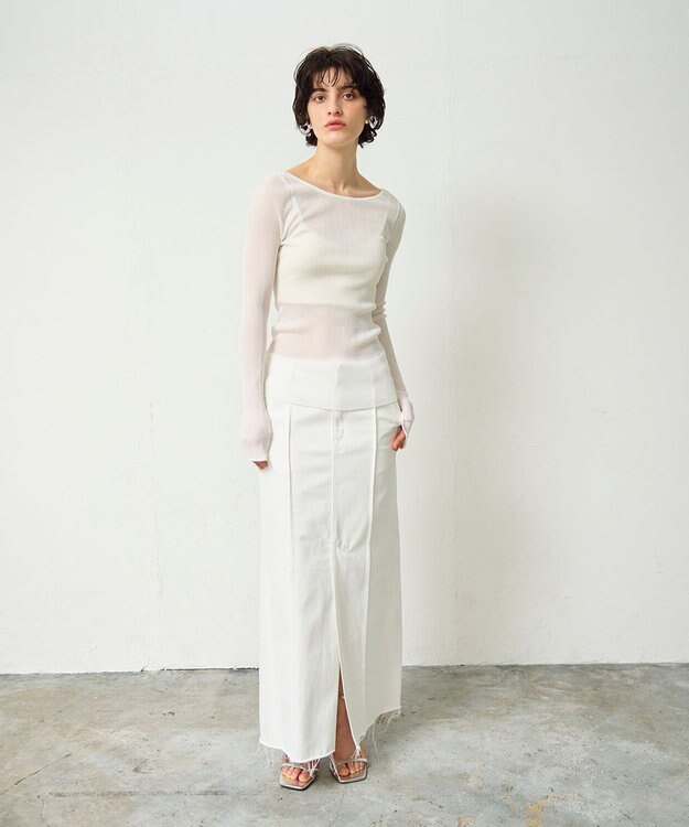 GRACE CONTINENTAL デニムタイトロングスカート ホワイト