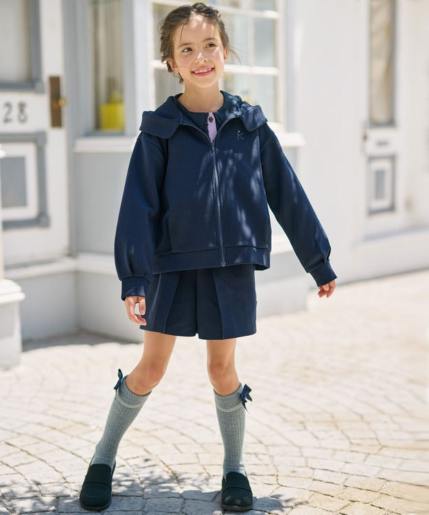 組曲 KIDS 【110-140㎝】ダンボールニット パーカー ネイビー系