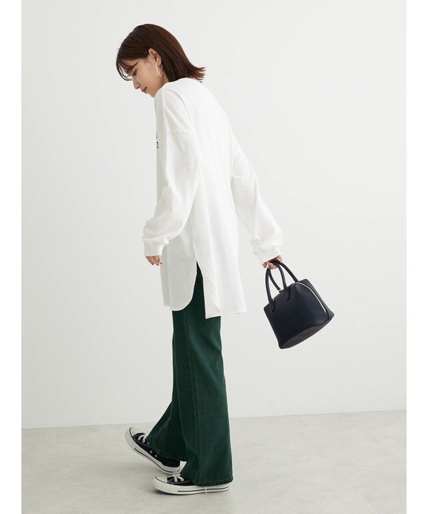 Green Parks ワンポイントカレッジロゴ裾ラウンドチュニック Off White