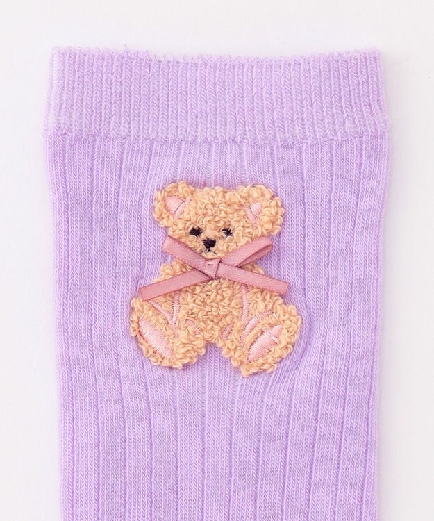 ANY KIDS ハイソックス（アニマル サガラ刺繍） ラベンダー