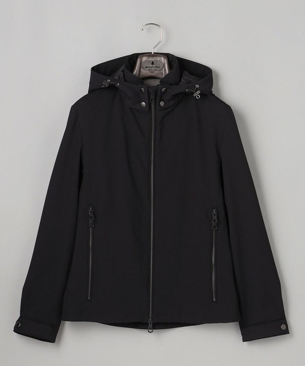 GOTAIRIKU 仕事で着られる【シワになりにくい/洗える/ストレッチ/吸水速乾】バブルテック フーデッドブルゾン ブラック系