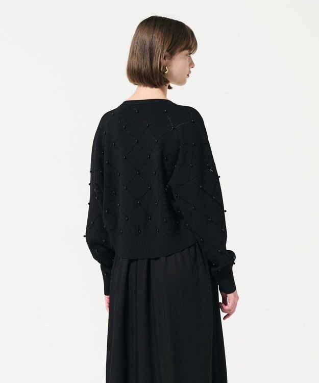 GRACE CONTINENTAL パールニットブルゾン ブラック