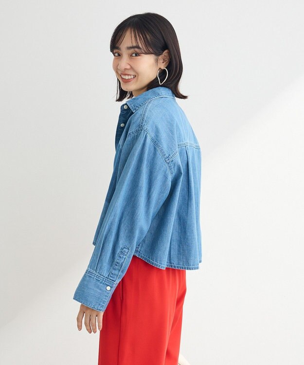 Green Parks ショート丈デニムシャツ Light Indigo