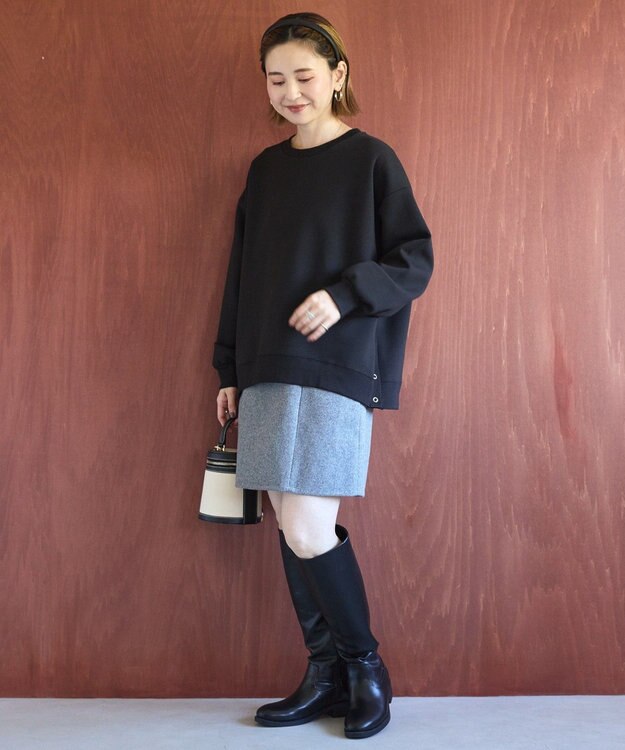 AMERICAN HOLIC サイドドットボタンポンチプルオーバー Black