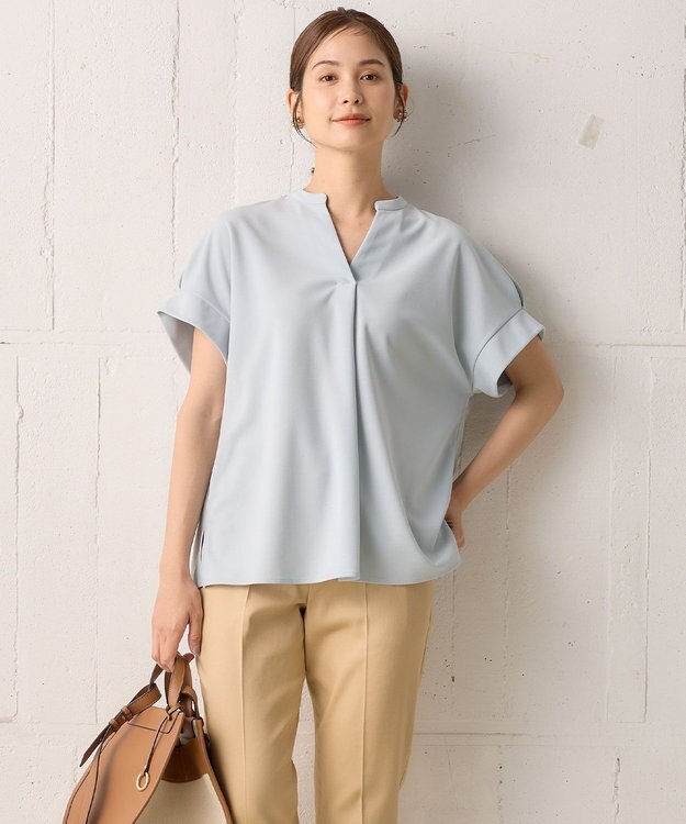 組曲 L 【WEB限定】ライトジョーゼットスキッパー ブラウス サックスブルー系