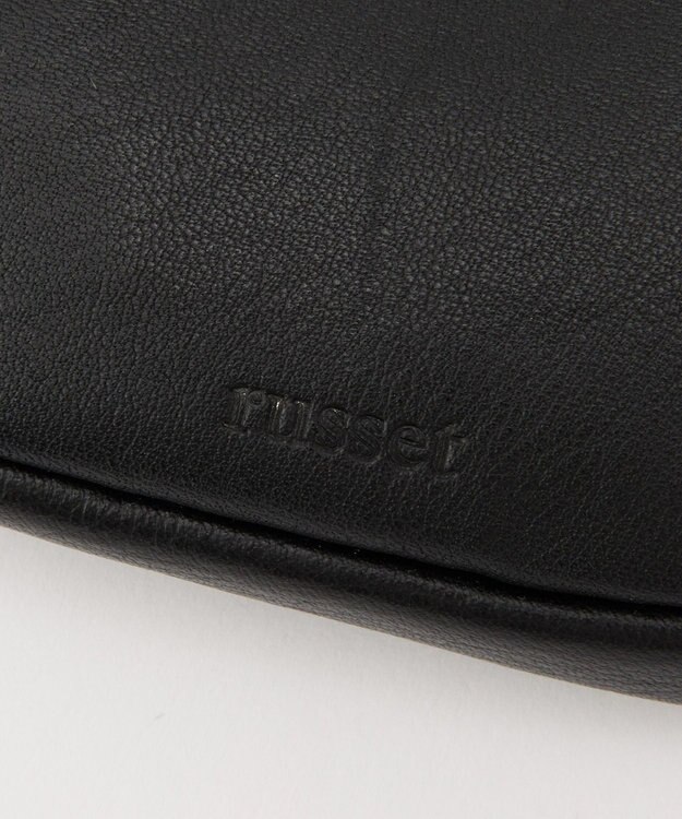 russet カラビナ付き ソフトレザー横長ポーチ(Z-218) Black