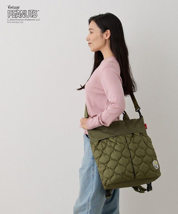 ROOTOTE 8407【スヌーピー】IP.セオルー.パフ.ピーナッツ-9R 02：カーキ