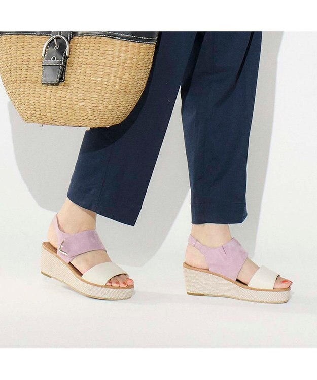 ing <ing>ワンポイントウエッジソールサンダル パープルコンビ