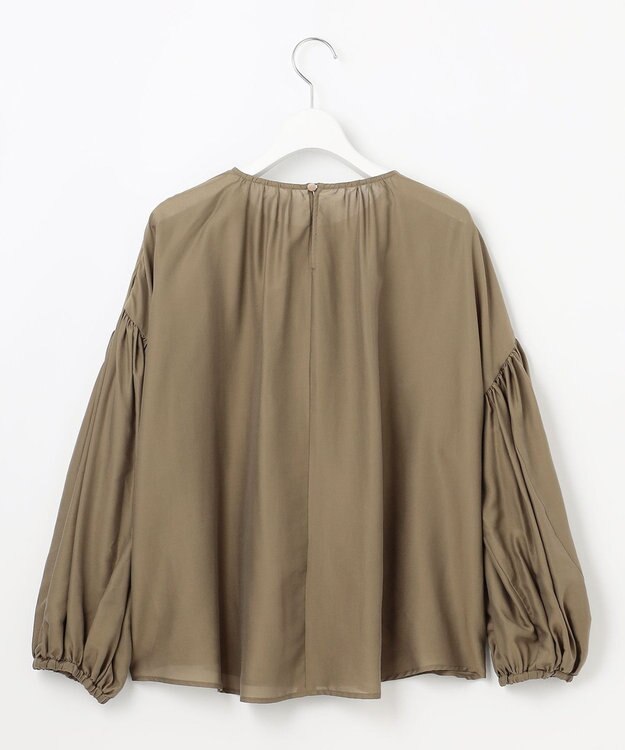 自由区 S 【洗える】キュプラコットンツイルプルオーバー ブラウス モカ