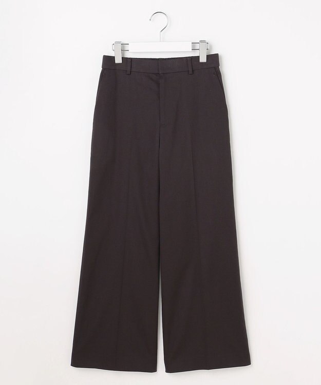 自由区 L コットンサテンクロップド丈ワイドストレート パンツ ［新色］ダークブラウン系