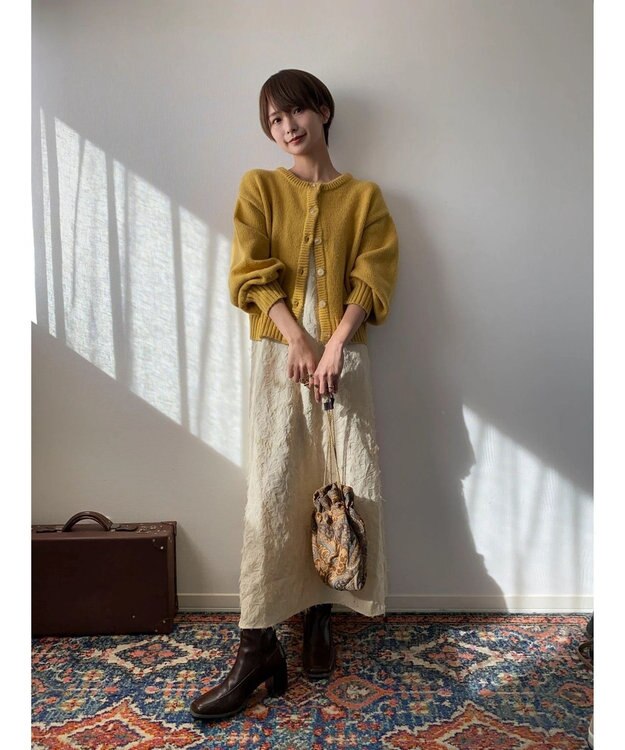 Green Parks クルーネックカーディガン Mustard