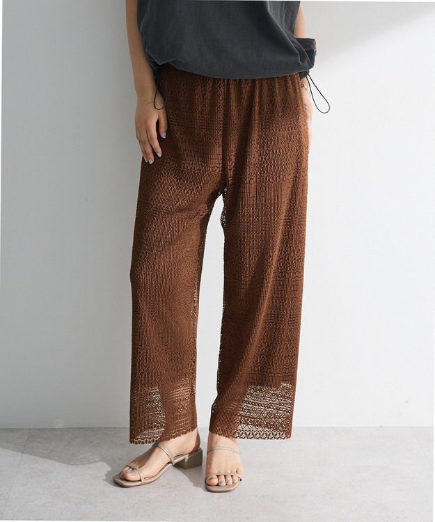 Green Parks レースプリーツパンツ Brown