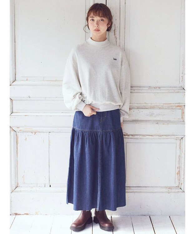 earth music&ecology Ｌｅｅ×ｅ．ｍ．ａ．ｅ．デニムフリルスカート Medium Indigo