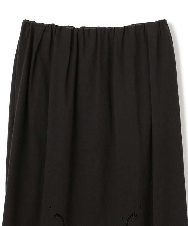 BEIGE， 【洗える】GALLERIA / コットンエンブロイダリーIラインスカート Black