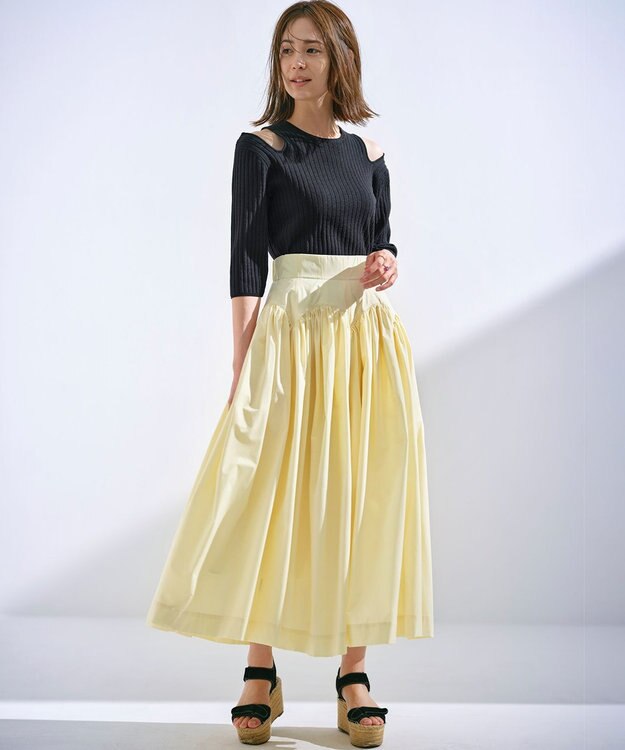 組曲 L 【組曲×setsuko sagittaire】カーヴィフレアスカート シャンパンベージュ系