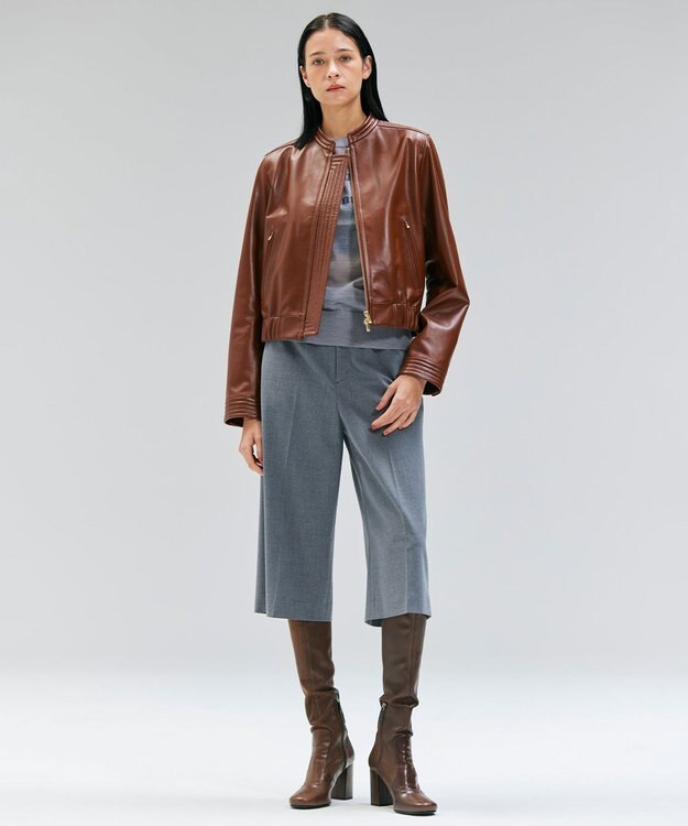 BEIGE， 【洗える・GLOW 10月号掲載】CADDO / シアーウールメッセージロゴＴニット Md.Gray