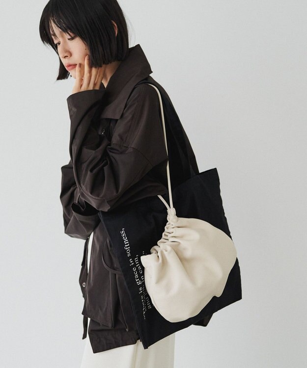 russet レザー巾着4WAYショルダーバッグ(CE-1454) Ivory