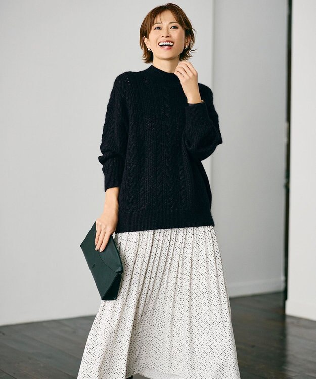 自由区 S 【SHIHOさん着用】ラメフォックスケーブル ニット ブラック