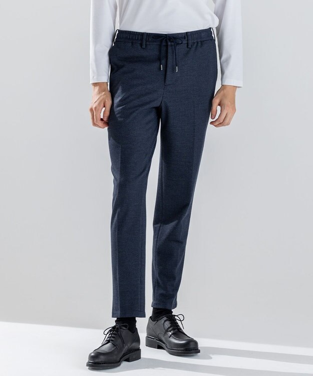 JOSEPH HOMME 新素材【ストレッチ/セットアップ対応】クリアドビージャージー  ドロスト付テーパードパンツ / PEGG CONVERTIBLE ネイビー系