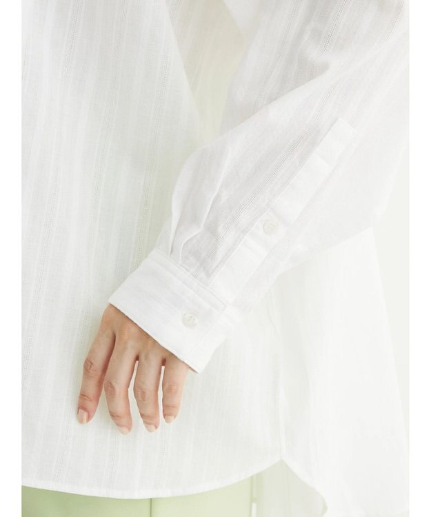 Green Parks カラミバンドカラーシャツ Off White