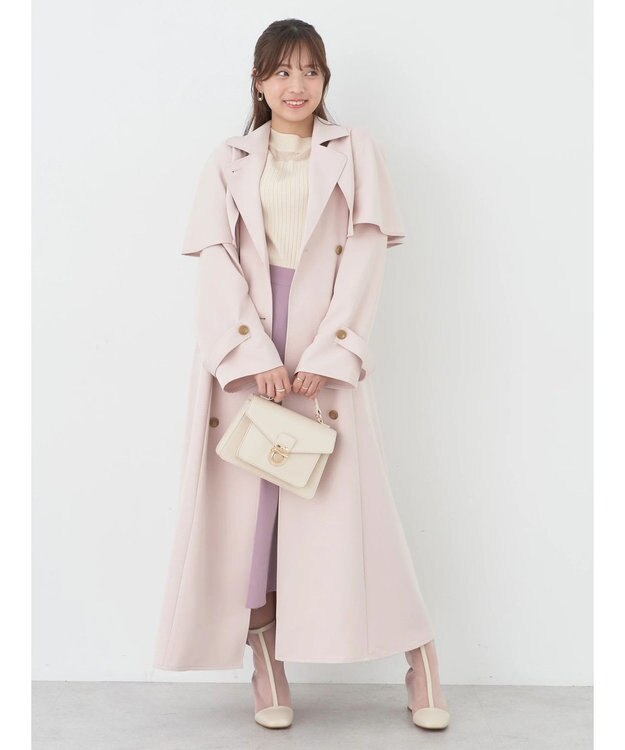 earth music&ecology ２ＷＡＹケープトレンチコート Pink Beige