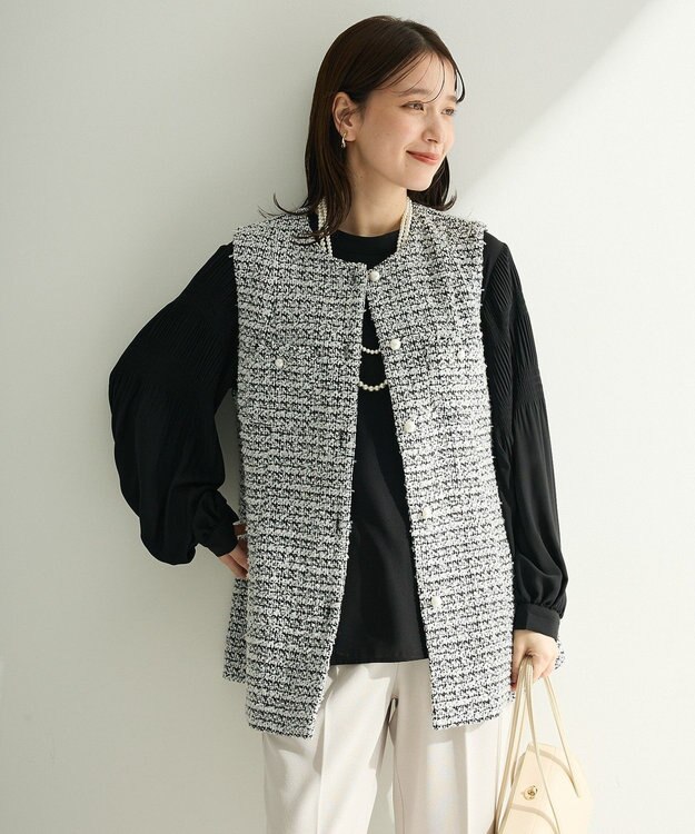 Green Parks Ｏ．ツィードペプラムベスト Black