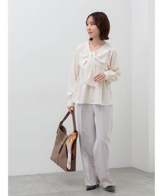 Te chichi リボンディテールペプラムブラウス アイボリー