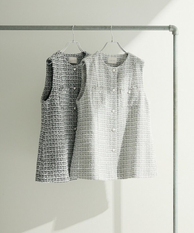 Green Parks Ｏ．ツィードペプラムベスト Black