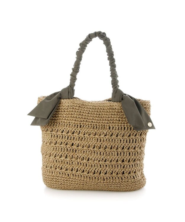 UNBILLION カシュカシュ cachecache / 下がりリボン柄編みトート カゴバッグ GY