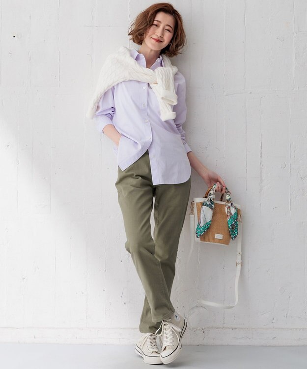 23区 【Oggi4月号掲載/洗える】CANCLINI ベーシック シャツ ラベンダーストライプ