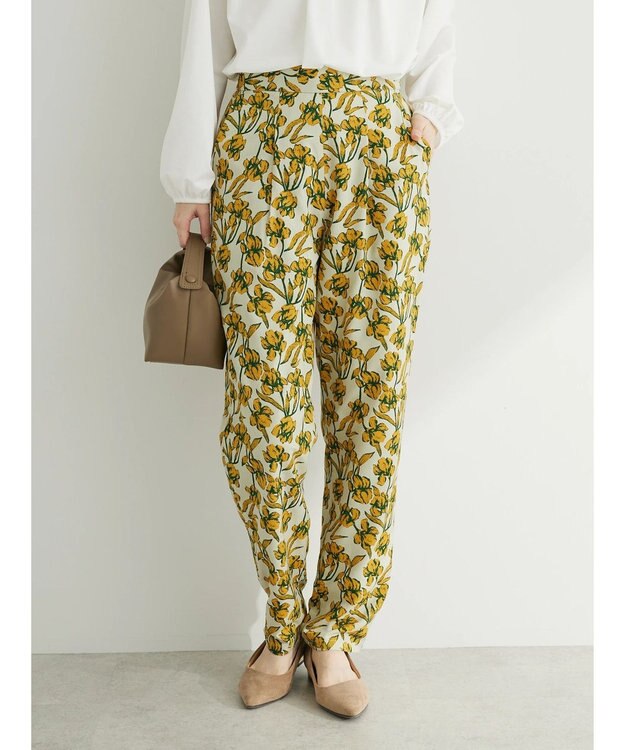 Green Parks Ｂ．レーヨン混プリントパンツ Light Khaki