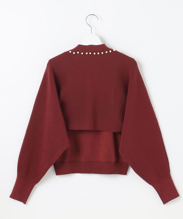 Feroux 【洗える・アンサンブル】パールポイントアンサンブル ニット ワイン系