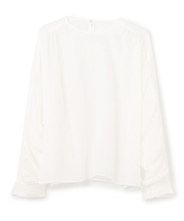 BEIGE， 【洗える】PAULINE / タックギャザーリネンボリュームブラウス White