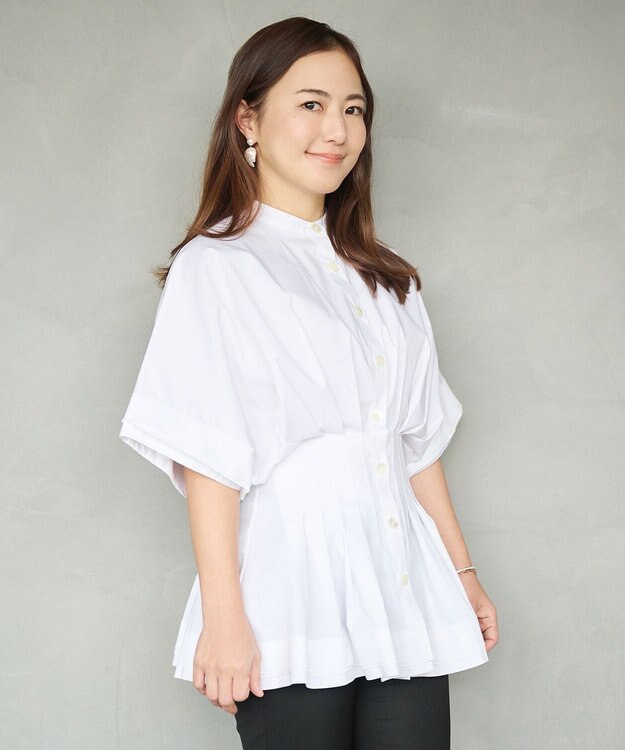 #Newans ナローウエストデザインブラウス ホワイト