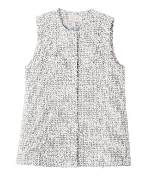 Green Parks Ｏ．ツィードペプラムベスト Gray