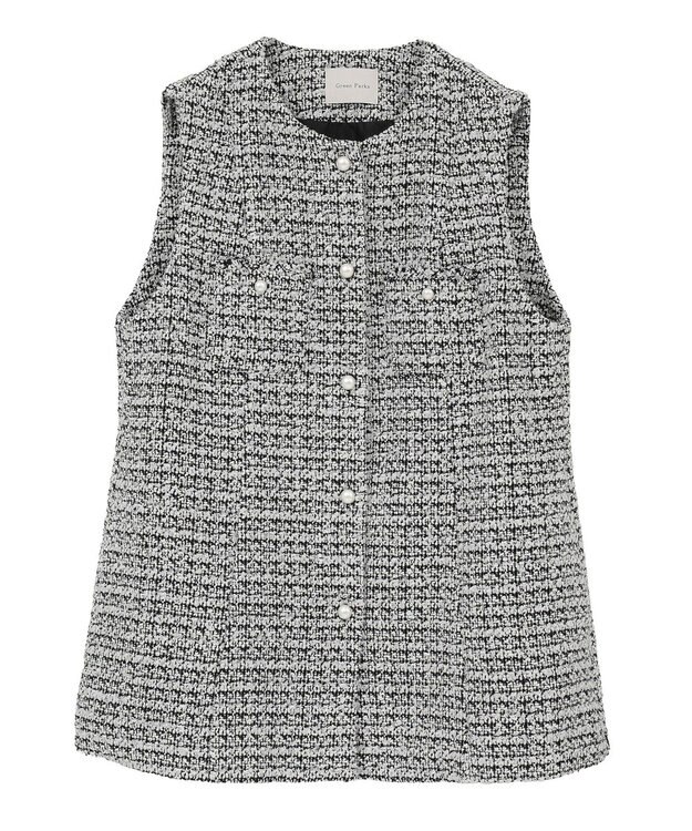 Green Parks Ｏ．ツィードペプラムベスト Black