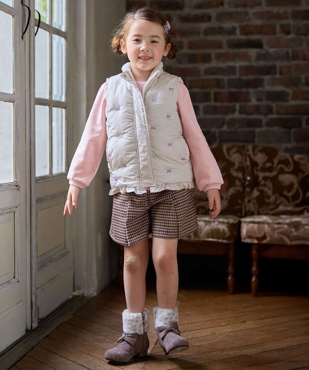 ANY KIDS 中綿リバーシブルベスト ミルキーベージュ