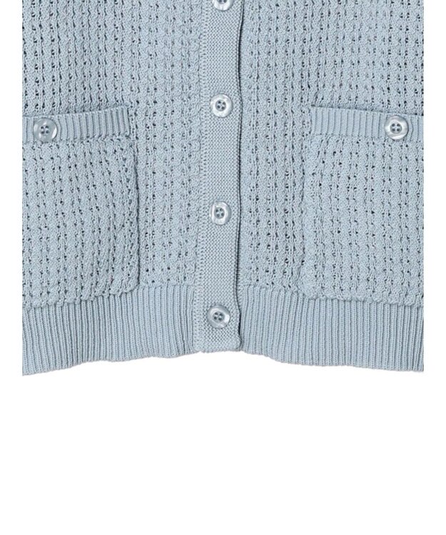 earth music&ecology 透かし柄ポケットカーディガン Sax